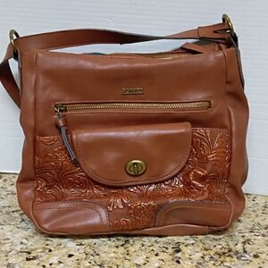 Rosetti Brown Embossed Shoulder Bag